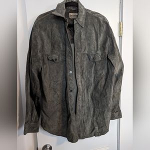 Robert Comstock Endurance leather shirt jacket Large green. Flaw.
